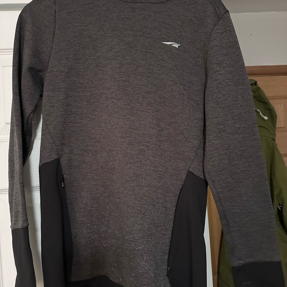 Gray and Black Long Sleeve Top